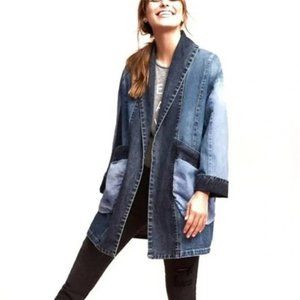 Anthropologie Pilcro Jean Jacket Womens Small Jadira Colorblock Oversized Denim